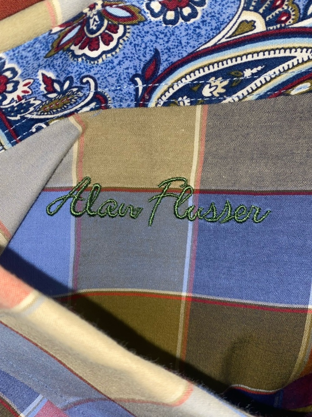 ALAN FLUSSER Mens Plaid Checkered Multicolor Button Down - Picture 3 of 4